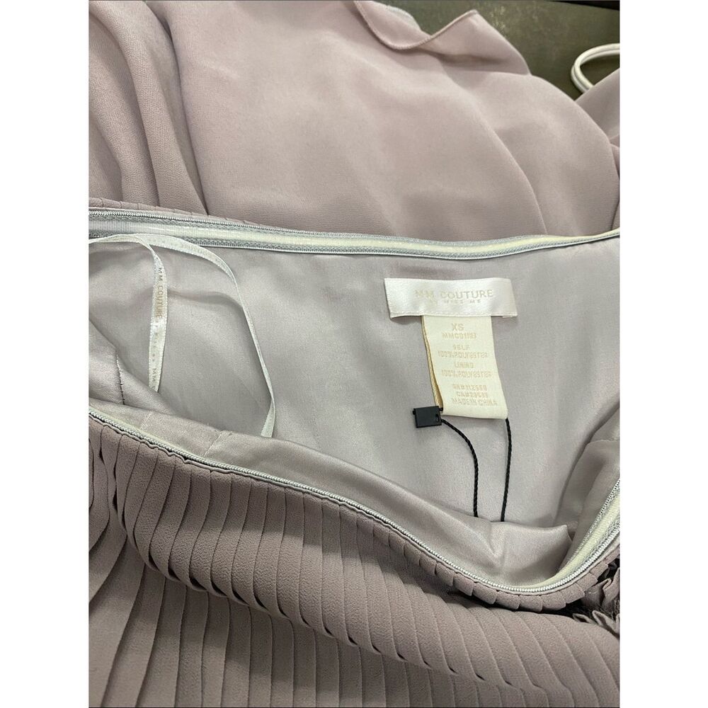 MM Couture One-Shoulder Pleated Chiffon Dress in Mauve Size XS - Picture 11 of 11